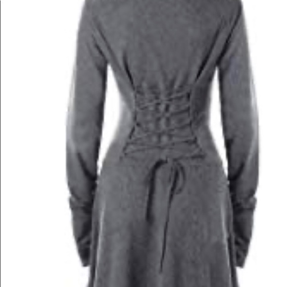 Hooded Robe lace up high low dress small - Picture 2 of 5